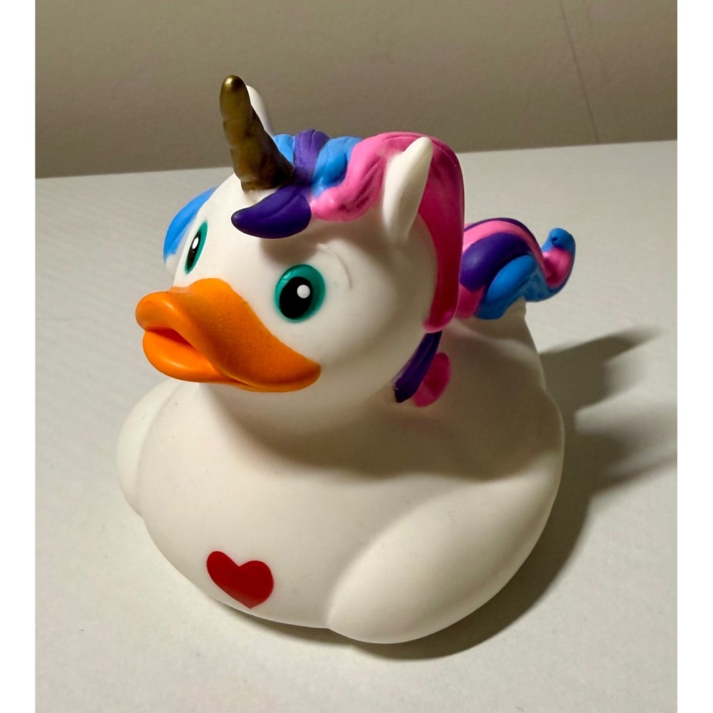 K&M International Unicorn Rubber Duck 4" Excellent Gold Horn Heart MNX-SZ2025 C2